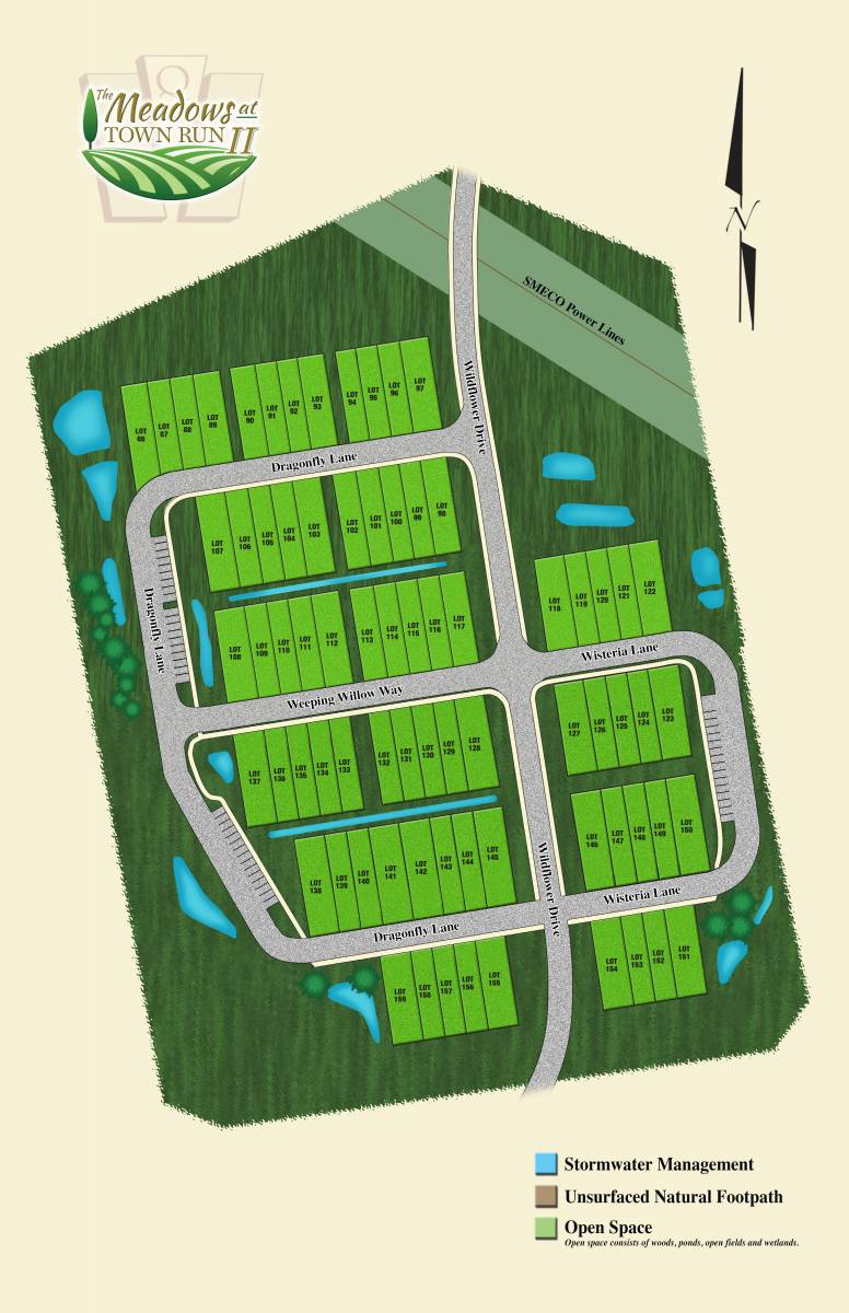 Map of Meadows at Town Run II Lot, new homes for sale by top home builder